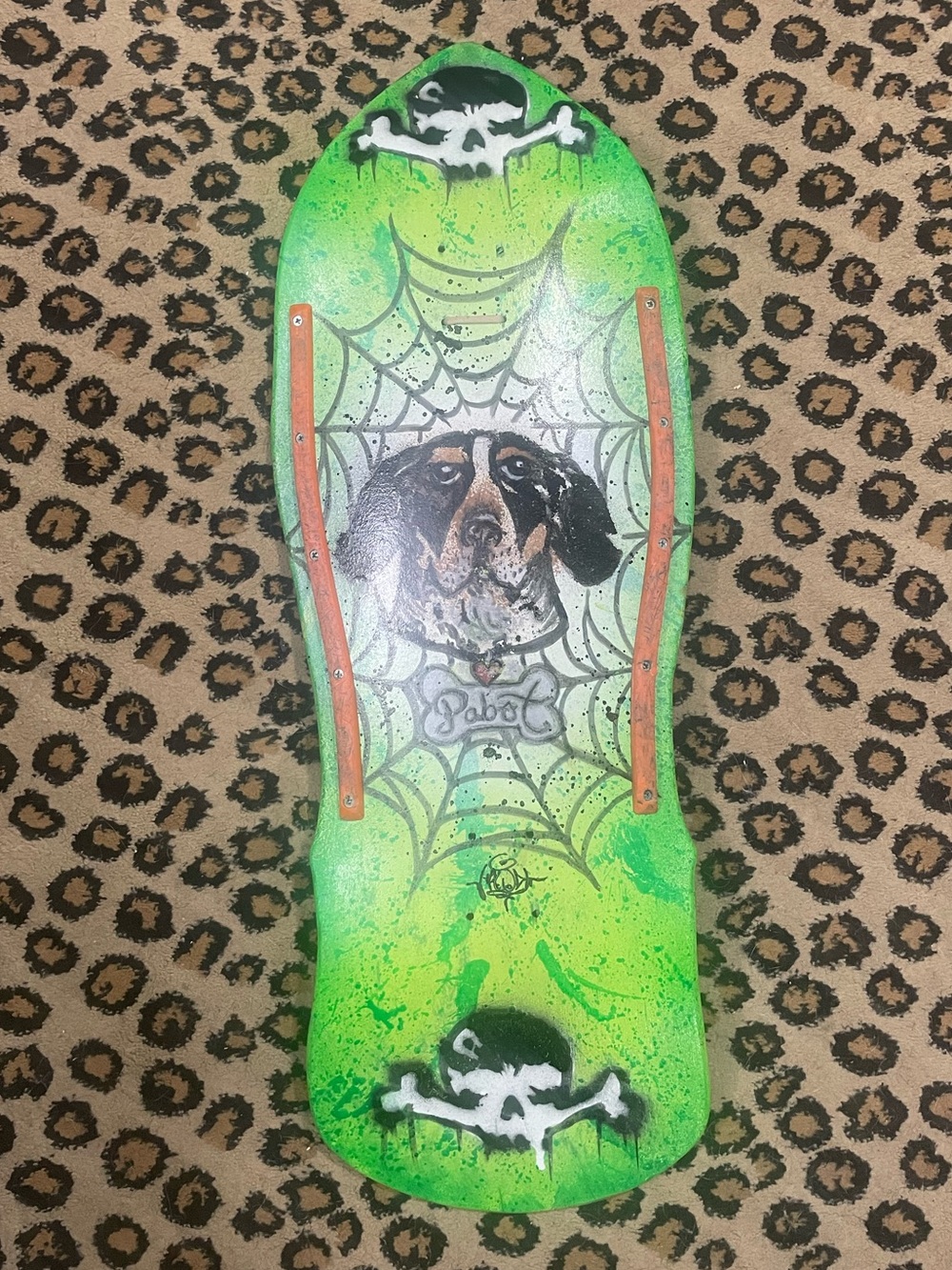 Custom skateboard deck with rails